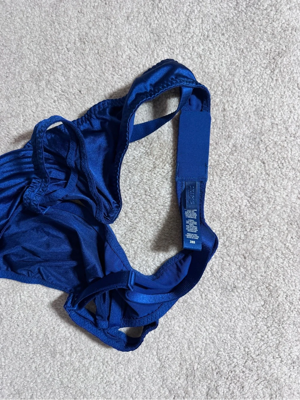 SKIMS Stretch Satin unlined scoop bra in Neptune Navy blue